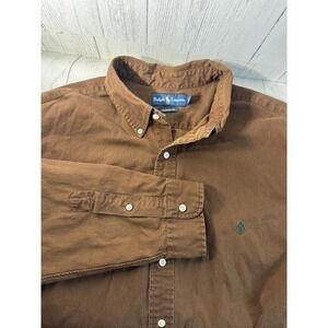 Ralph Lauren Classic Fit Button Down Shirt Brown Long Sleeve Men's 2XB